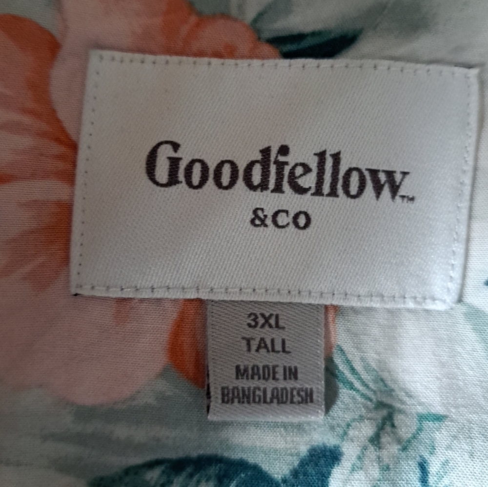 Goodfellow Mens Floral Hawaiian Shirt Button Up Multicolor Tropical 3XL Tall - Picture 3 of 12